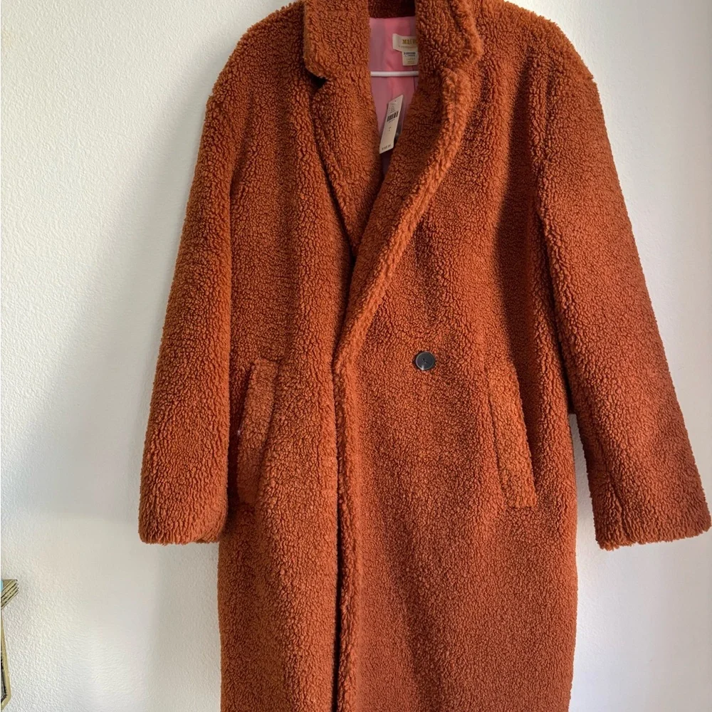 Anthropologie The Silas Sherpa Coat Women's Brown Size L NWT - Picture 4 of 9